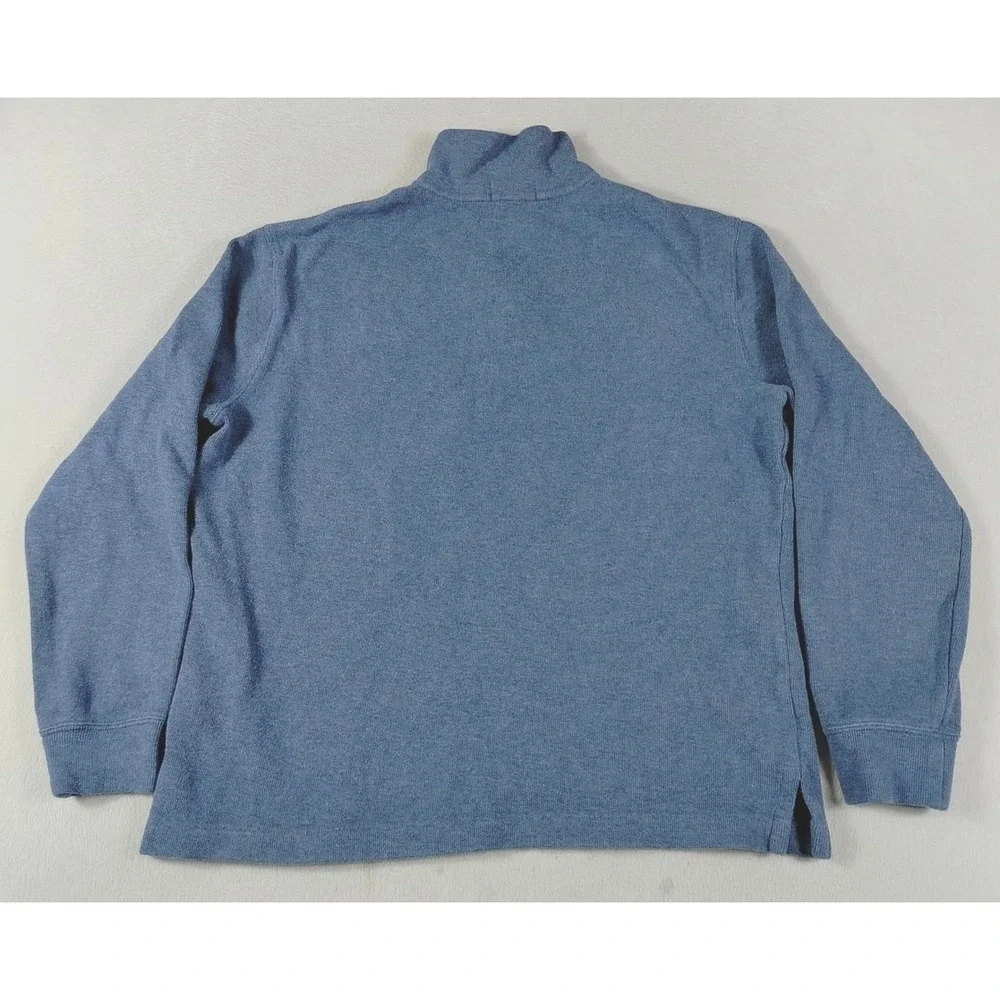 Polo Ralph Lauren Sweater Mens Medium Blue Cotton 1/4 Zip Preppy Pullover Office